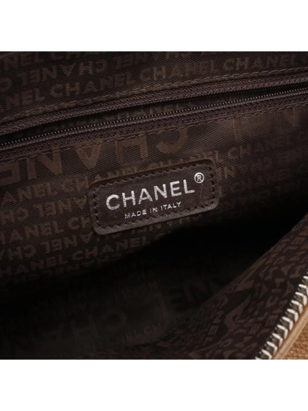Chanel Tote Logo Fringe Beige Leather Handbag